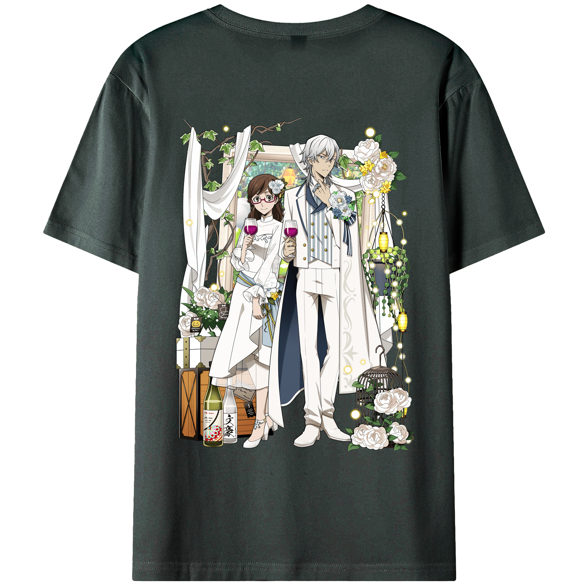 （画像用） 文豪ストレイドッグス Bungo Stray Dogs 綿100％ メンズ半袖Tシャツ（バックプリント） 通気性